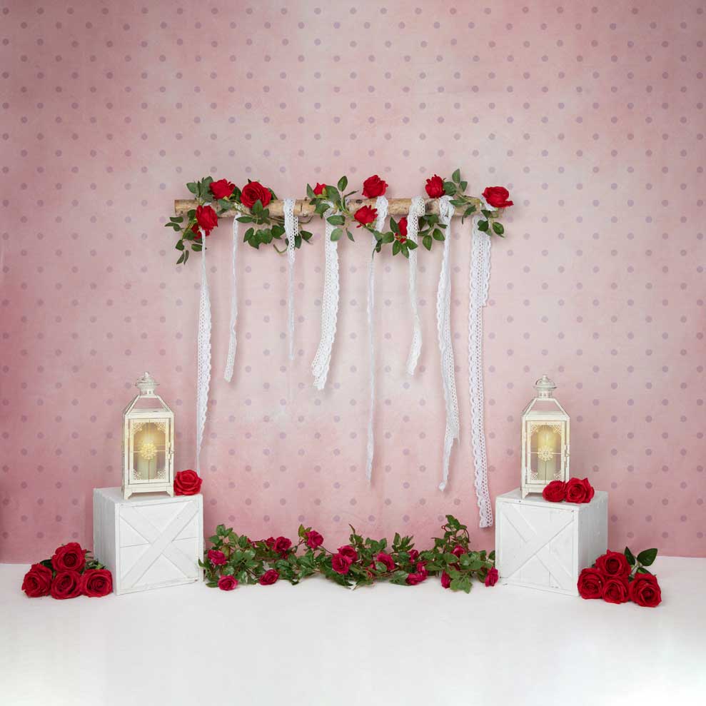 Kate Fondo de pared rosa con rosas de San Valentín diseñado por Emetselch