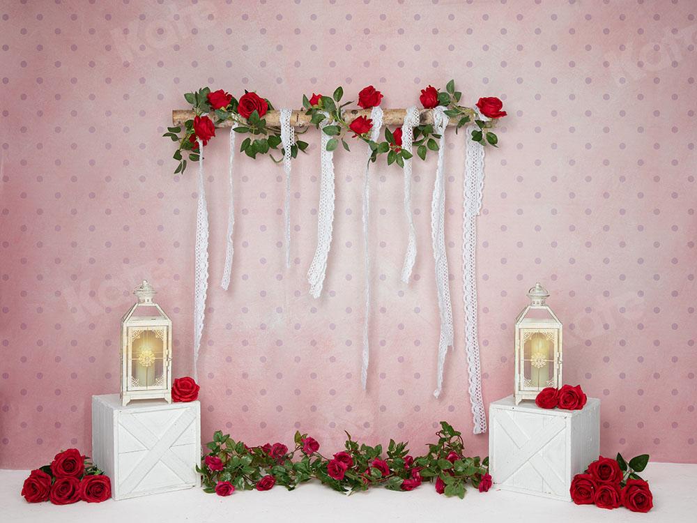 Kate Fondo de pared rosa con rosas de San Valentín diseñado por Emetselch