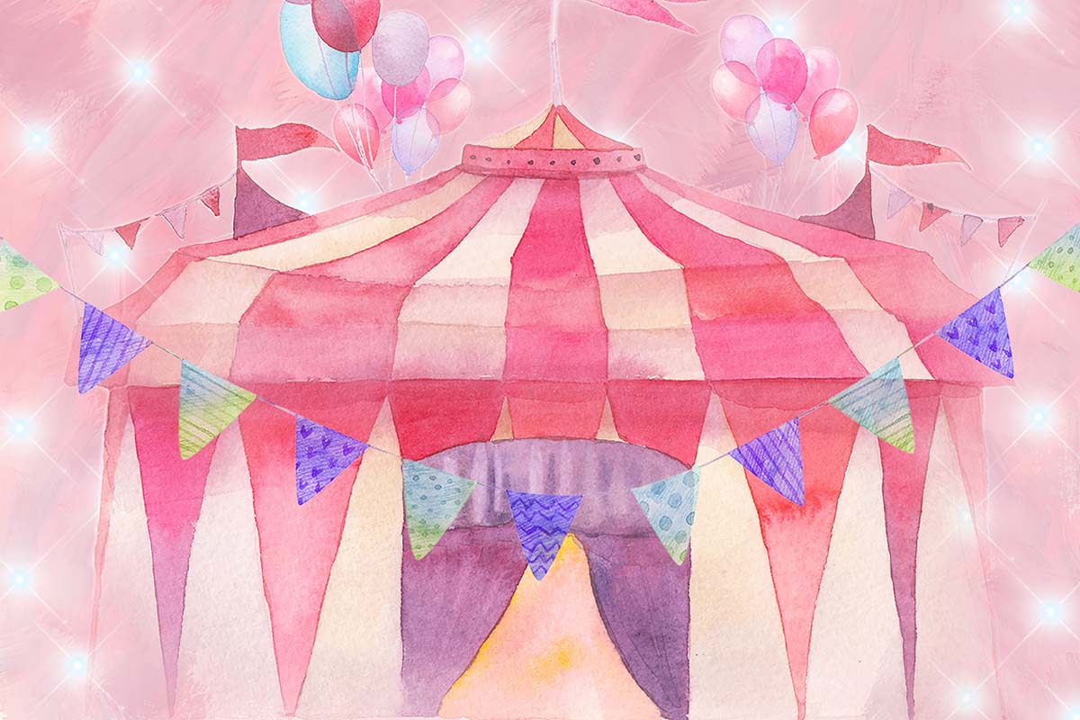 Kate Cake Smash Telón de fondo de circo rosa diseñado por GQ