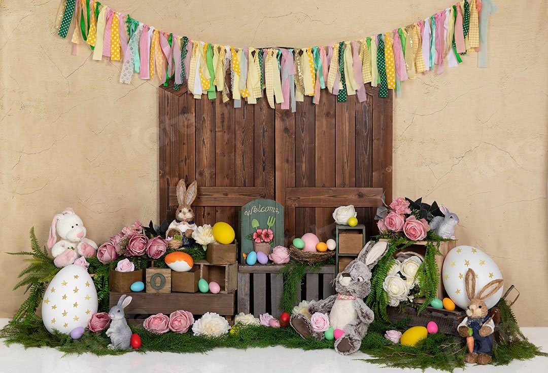 Kate Fondo de puerta de conejos de conejos de huevos de Pascua diseñado por Emet Selch