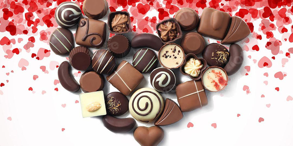 Kate Fondo de chocolate de corazón de San Valentín diseñado por Chain Photography