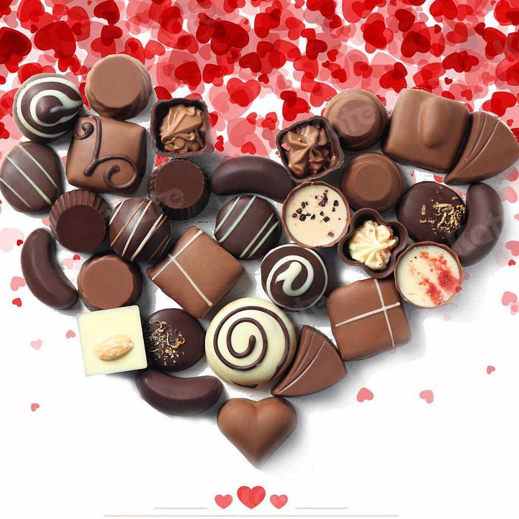 Kate Fondo de chocolate de corazón de San Valentín diseñado por Chain Photography