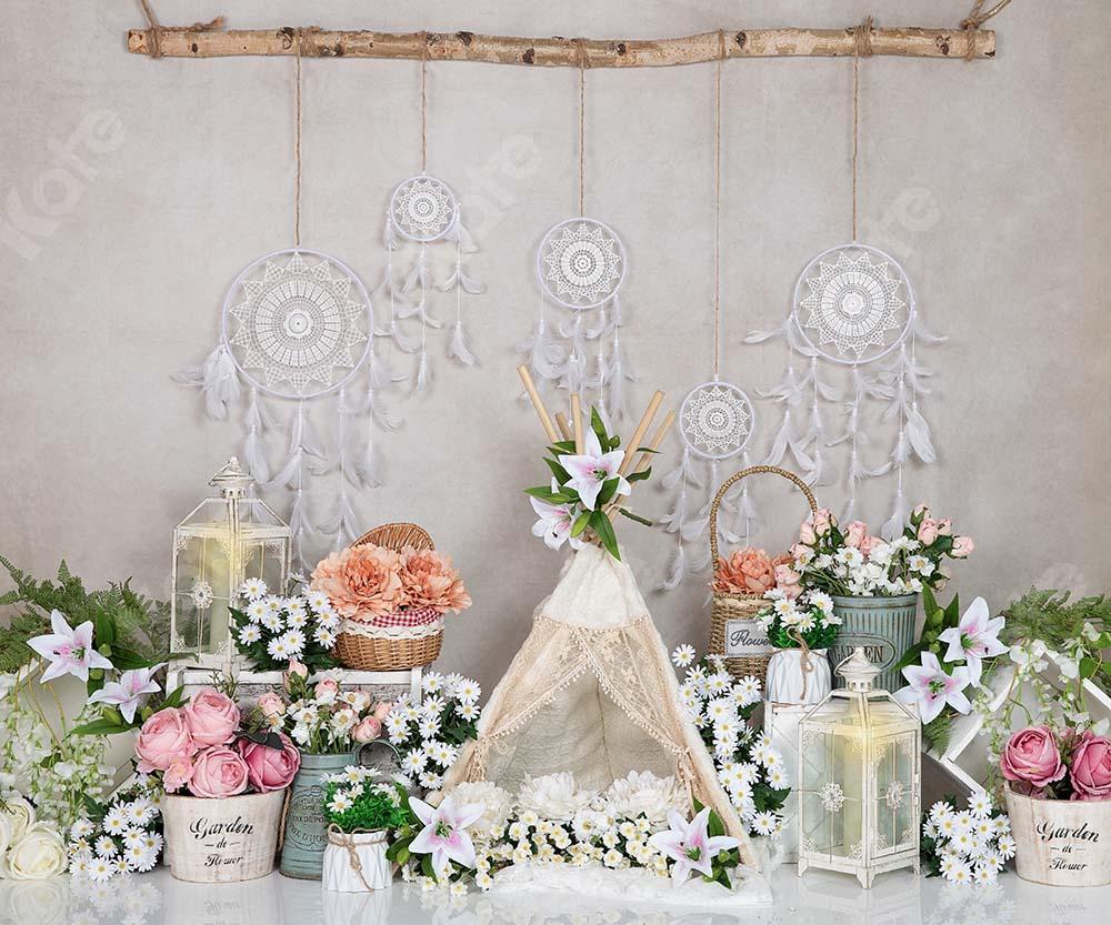 Kate Fondo de atrapasueños de flores de carpa de primavera Boho diseñado por Emetselch