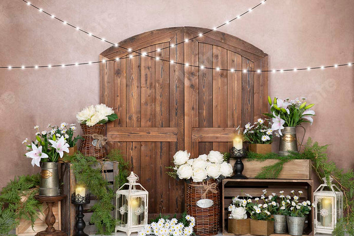 Kate Telón de fondo rosa de la puerta de las flores de la rosa blanca de la primavera Diseñado por Emetselch