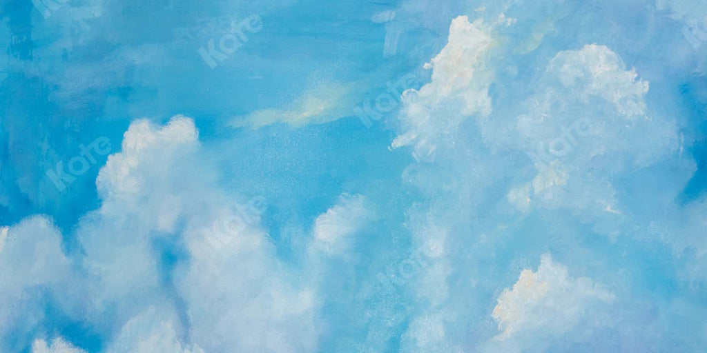 Kate Fine Art Telón de fondo de cumpleaños de nubes blancas de cielo azul diseñado por GQ