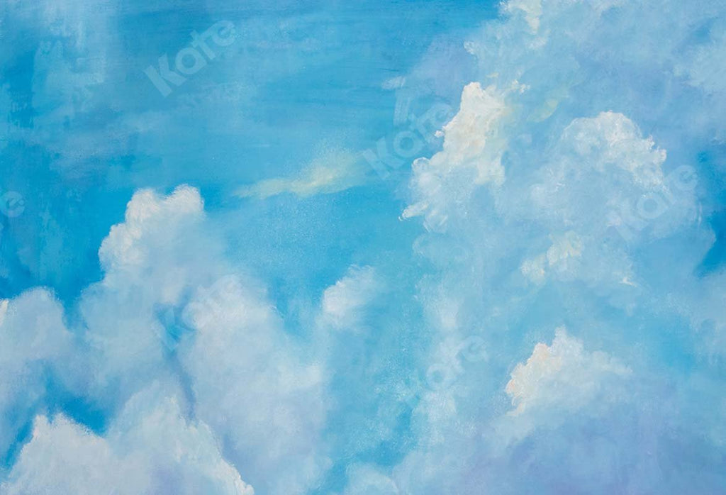 Kate Fine Art Telón de fondo de cumpleaños de nubes blancas de cielo azul diseñado por GQ