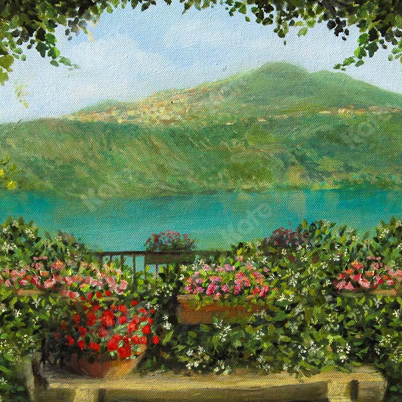 Kate Fine Art Fondo de escena de lago de jardín de primavera diseñado por GQ
