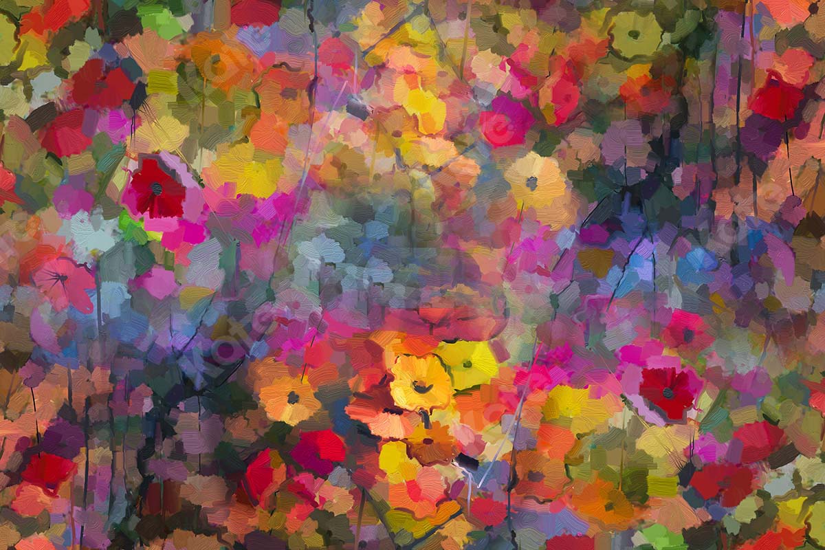Kate Fine Art Telón de fondo floral colorido abstracto diseñado por GQ