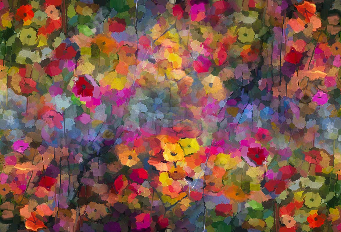 Kate Fine Art Telón de fondo floral colorido abstracto diseñado por GQ