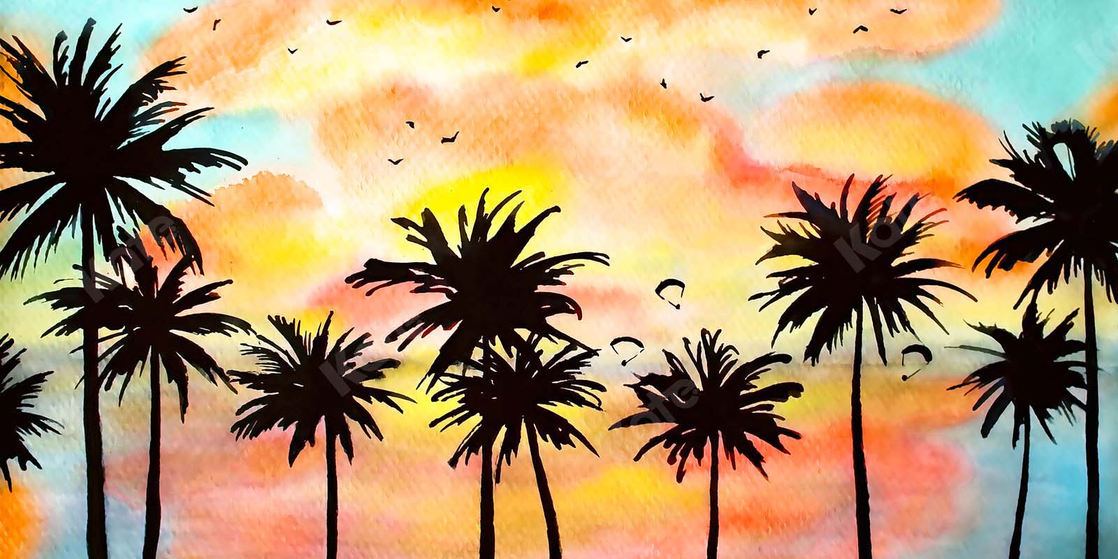 Cargar imagen en el visor de la galería, Kate Telón de fondo de verano con árboles de coco diseñado por GQ