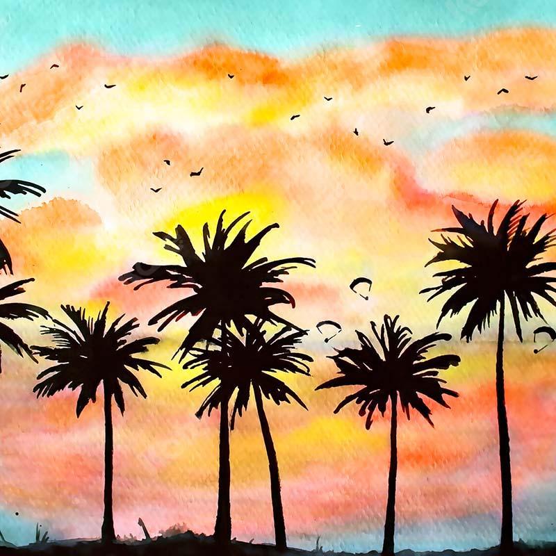 Cargar imagen en el visor de la galería, Kate Telón de fondo de verano con árboles de coco diseñado por GQ