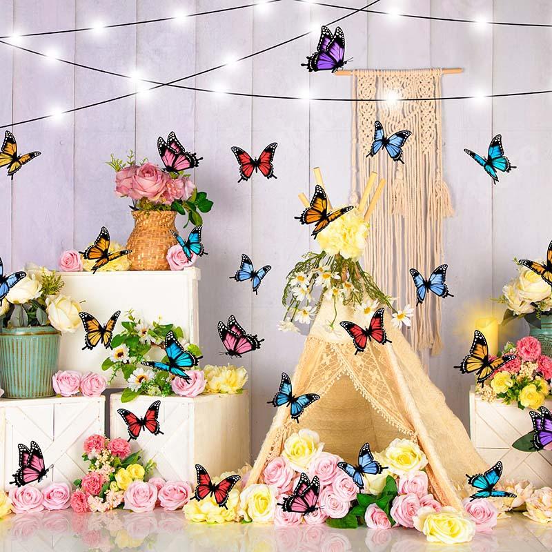 Kate Telón de fondo de mariposa de carpa de flores de primavera diseñado por Emetselch