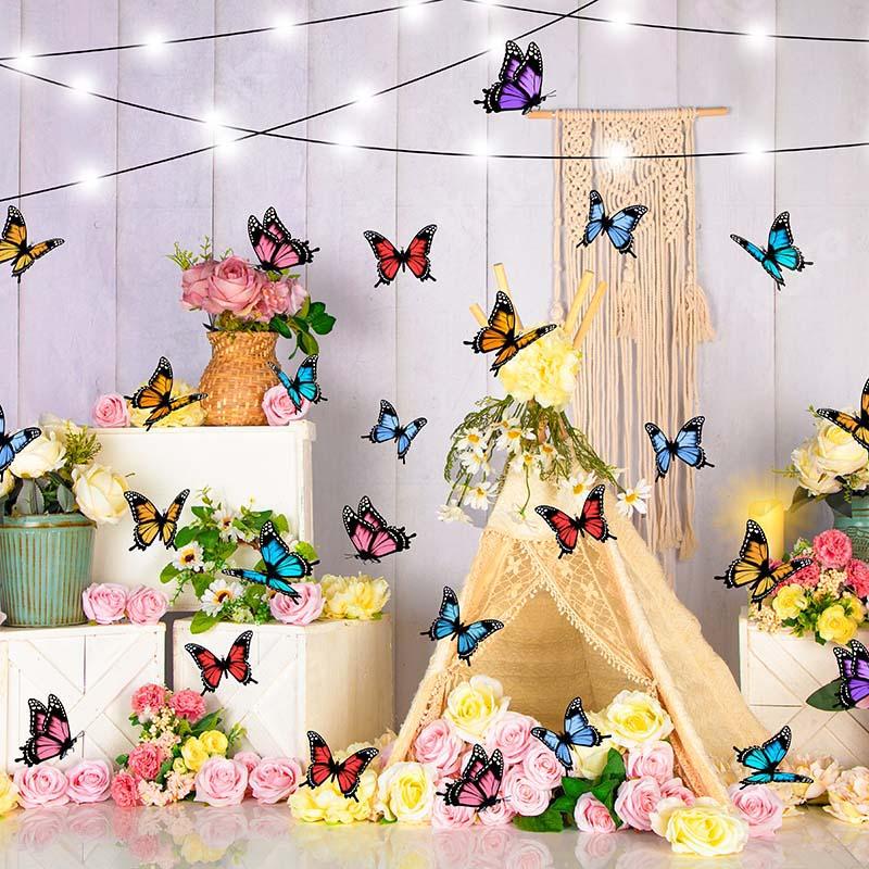 Kate Telón de fondo de mariposa de carpa de flores de primavera diseñado por Emetselch
