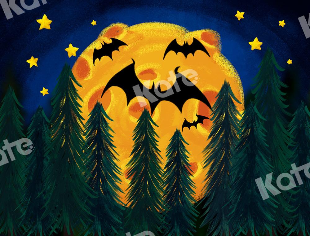 Kate Halloween Telón de fondo estrella luna bosque murciélagos diseñado por Chain Photography