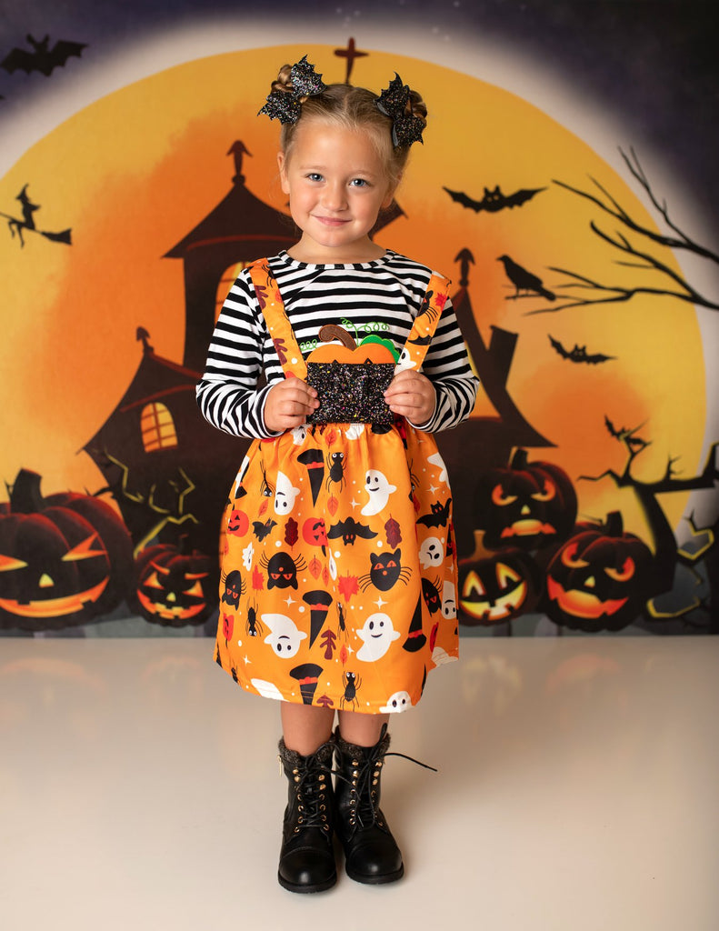 Kate Fondo de Halloween Calabazas Casa de brujas diseñada por Chain Photography
