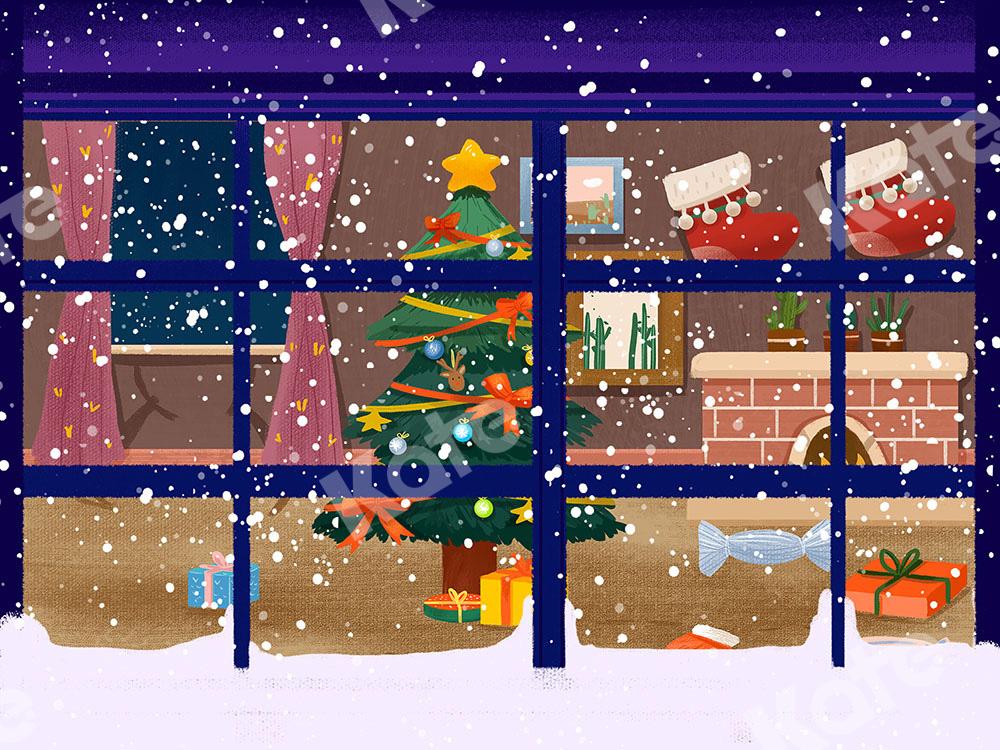 Kate Vista de ventana de Navidad de fondo de Navidad diseñada por GQ