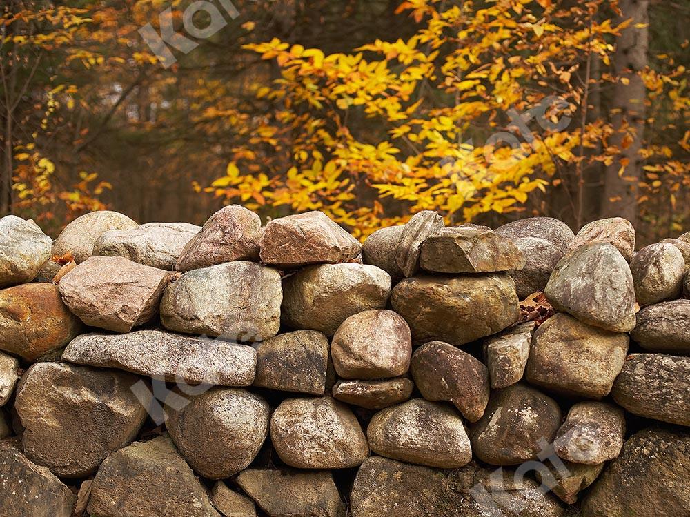 Kate Telón de fondo de pared de piedra de bosque de otoño diseñado por Emetselch