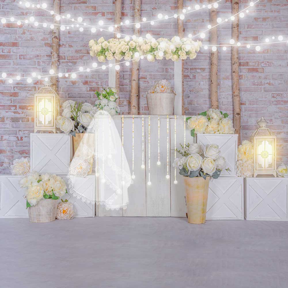Kate Fondo de soporte de rosas blancas de San Valentín diseñado por Emetselch
