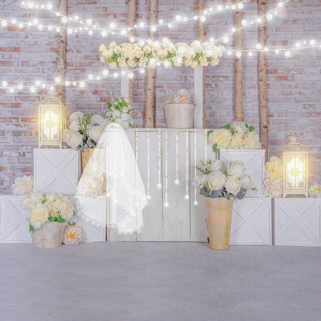 Kate Fondo de soporte de rosas blancas de San Valentín diseñado por Emetselch