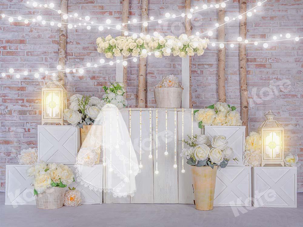 Kate Fondo de soporte de rosas blancas de San Valentín diseñado por Emetselch