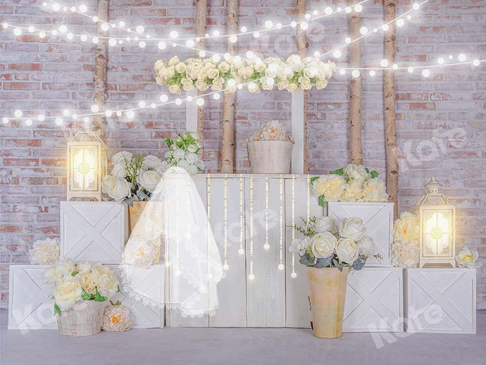 Kate Fondo de soporte de rosas blancas de San Valentín diseñado por Emetselch