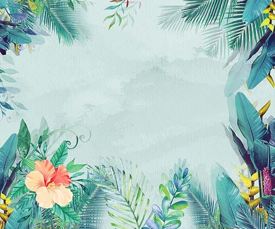 Kate Fondo azul claro de hojas de palmera de verano diseñado por Chain Photography