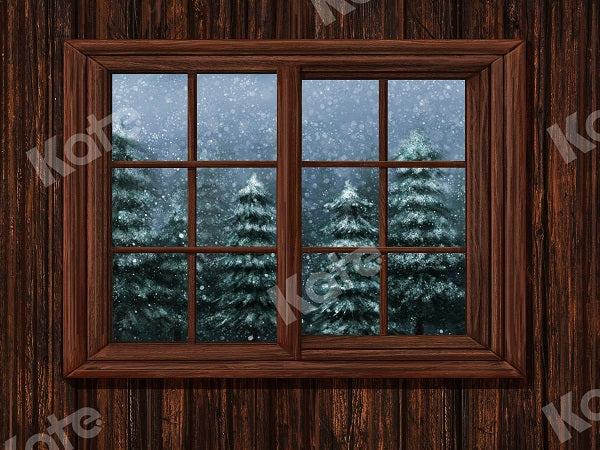 Kate Fondo de Navidad de bosque de nieve de ventana diseñado por Jia Chan Photography