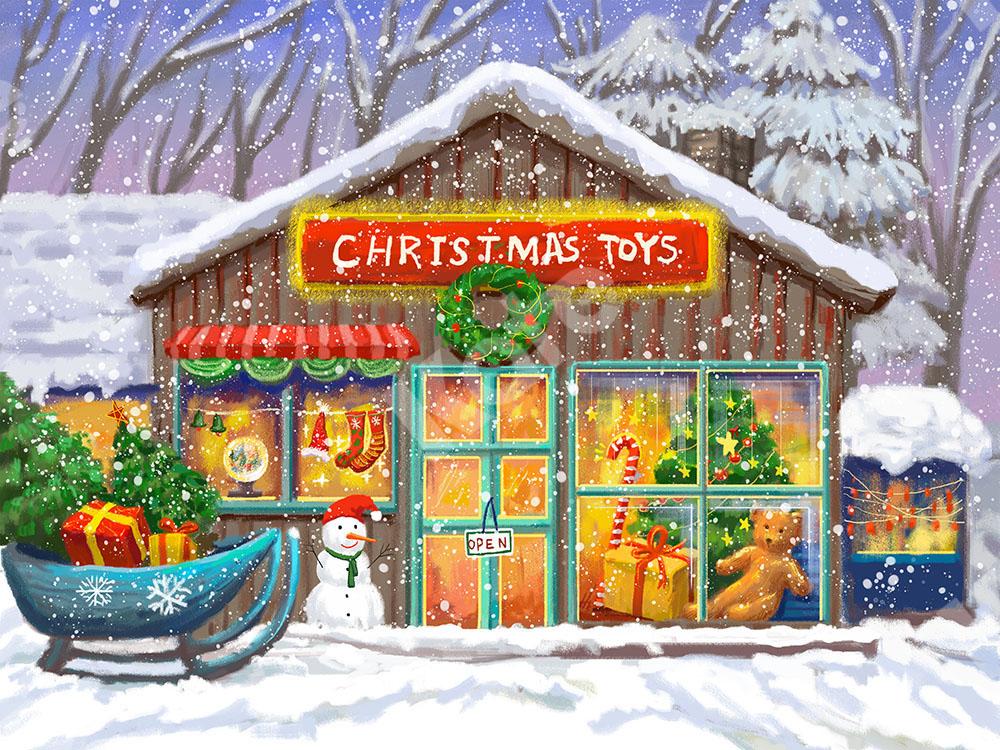 Kate navidad telón de fondo nieve tienda de juguetes de Navidad diseñado por GQ