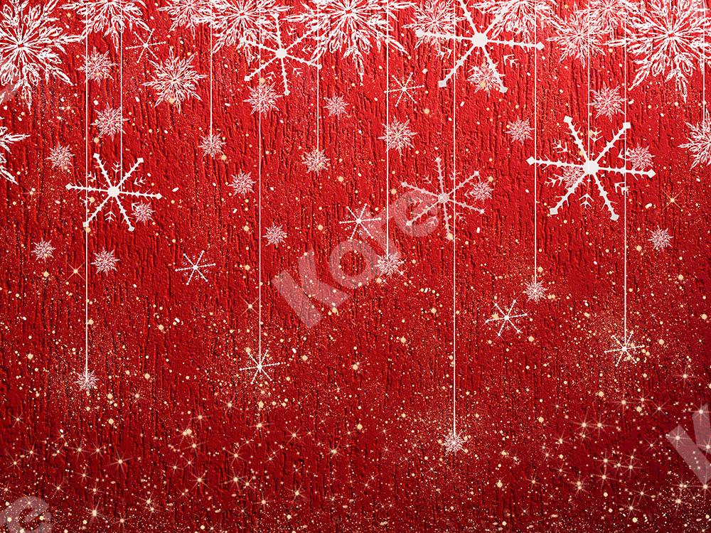 Kate Telón de fondo de Navidad Copo de nieve Rojo Navidad Diseñado por Chain Photography