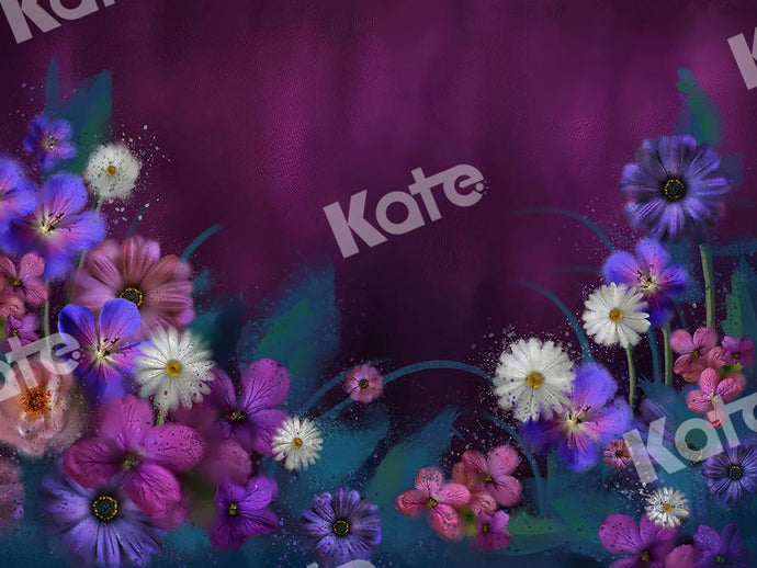 Kate Telón de fondo floral Flores de color púrpura para fotografía diseñada por GQ