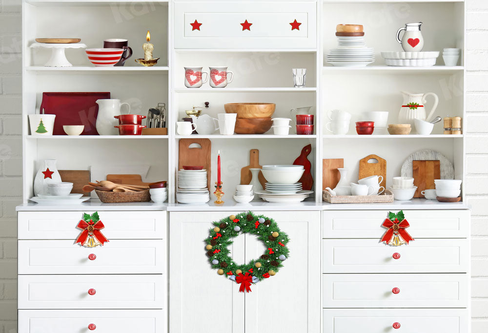 Kate Telón de fondo Navidad Navidad blanco cocina diseñado por Emetselch