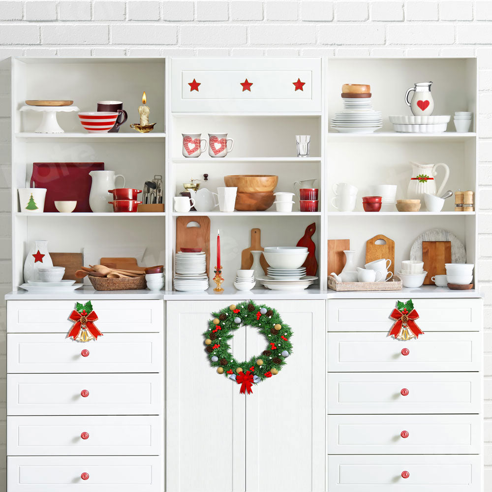 Kate Telón de fondo Navidad Navidad blanco cocina diseñado por Emetselch