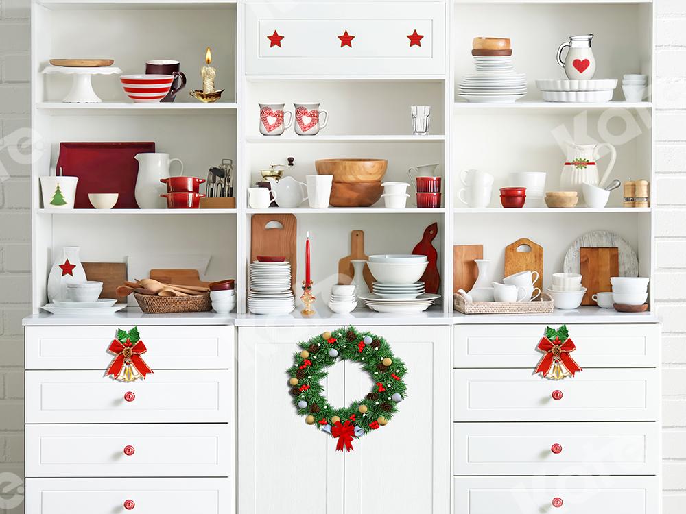Kate Telón de fondo Navidad Navidad blanco cocina diseñado por Emetselch