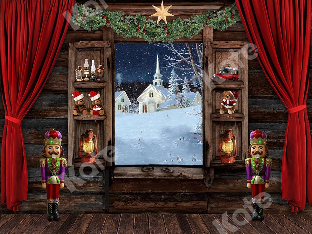 Kate Fondo de ventana de madera de soldados navideños Navidad diseñado por Chain Photography