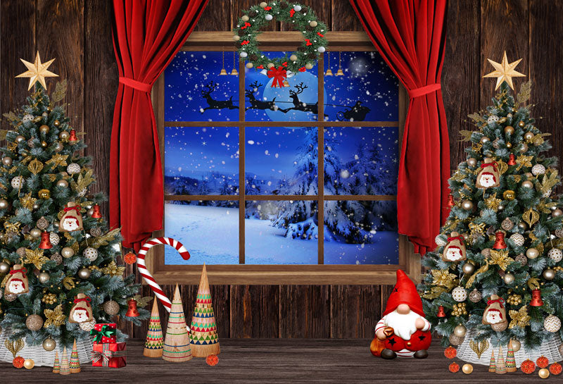 Kate Fondo de ventana de árboles de Navidad diseñado por Chain Photography
