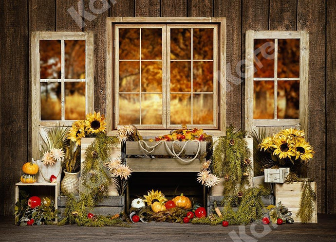 Kate Telón de fondo de ventana de madera otoñal otoño diseñado por Emetselch