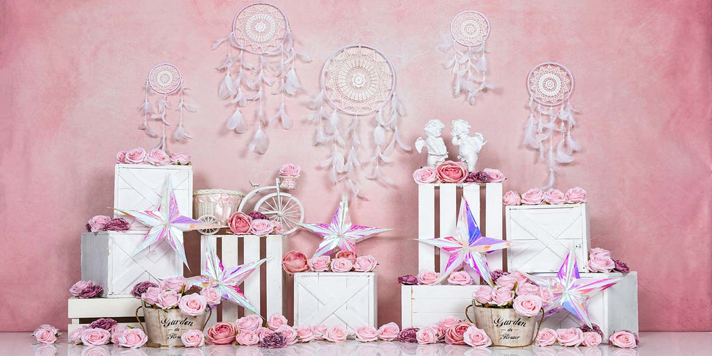 Kate Telón de fondo rosa Boho de primavera / día de San Valentín diseñado por Emetselch