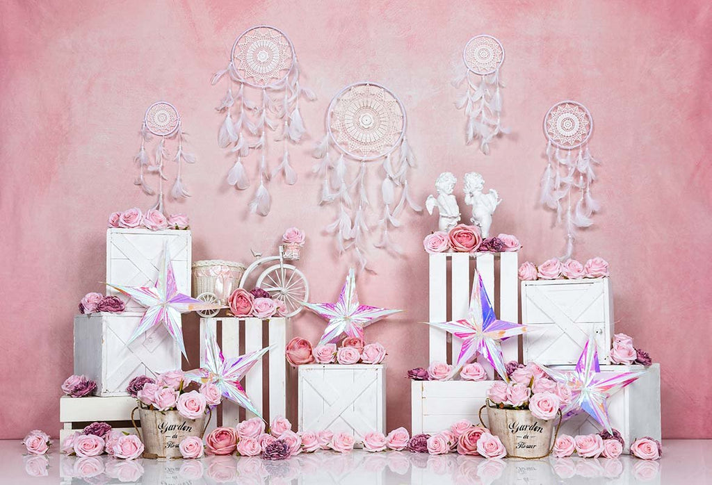 Kate Telón de fondo rosa Boho de primavera / día de San Valentín diseñado por Emetselch