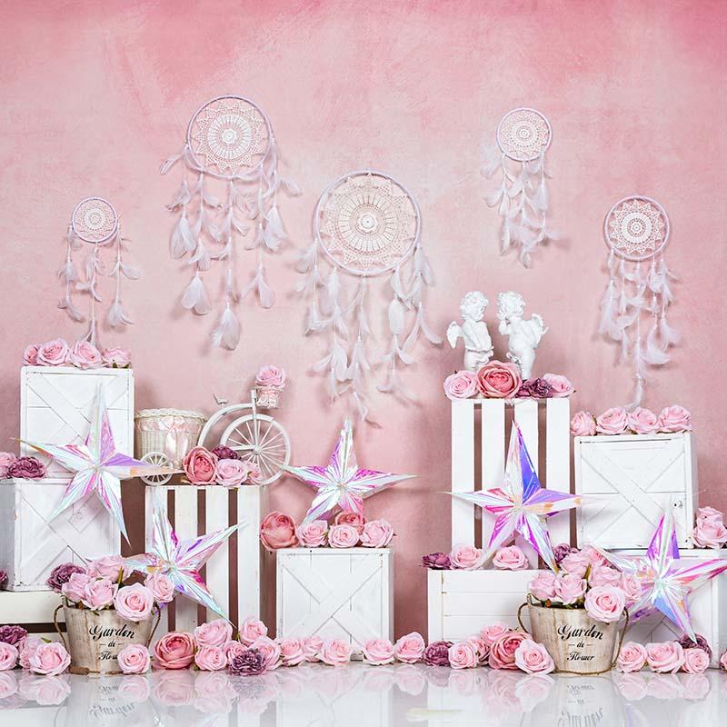 Kate Telón de fondo rosa Boho de primavera / día de San Valentín diseñado por Emetselch