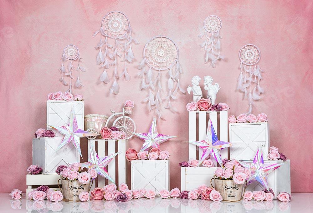 Kate Telón de fondo rosa Boho de primavera / día de San Valentín diseñado por Emetselch