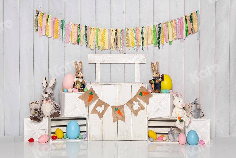 Kate Fondo de soporte de huevo de conejito de Pascua blanco diseñado por Emetselch
