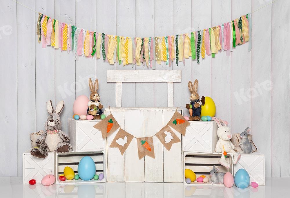Kate Fondo de soporte de huevo de conejito de Pascua blanco diseñado por Emetselch