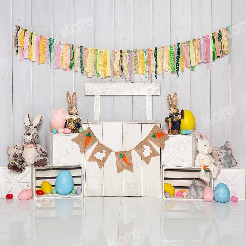 Kate Fondo de soporte de huevo de conejito de Pascua blanco diseñado por Emetselch