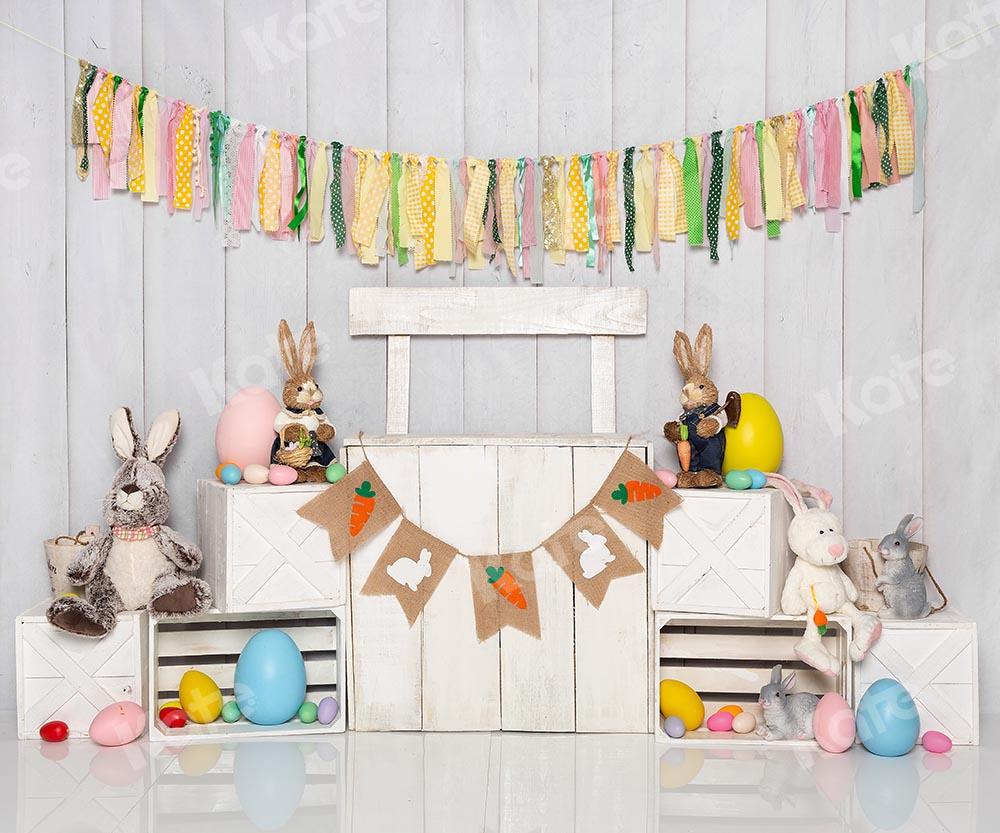 Kate Fondo de soporte de huevo de conejito de Pascua blanco diseñado por Emetselch