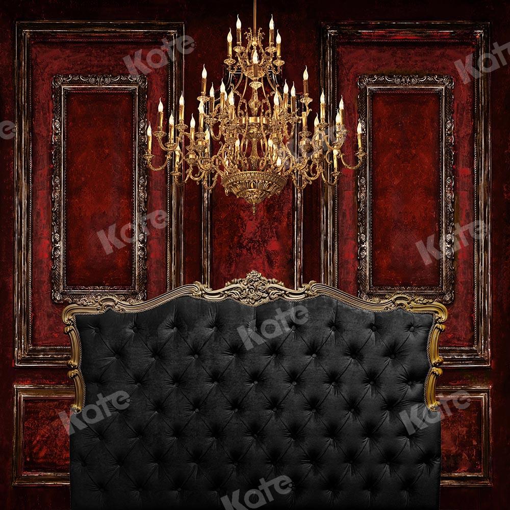 Kate Telón de fondo de pared rojo Boudoir Bedboard diseñado por Chain Photography