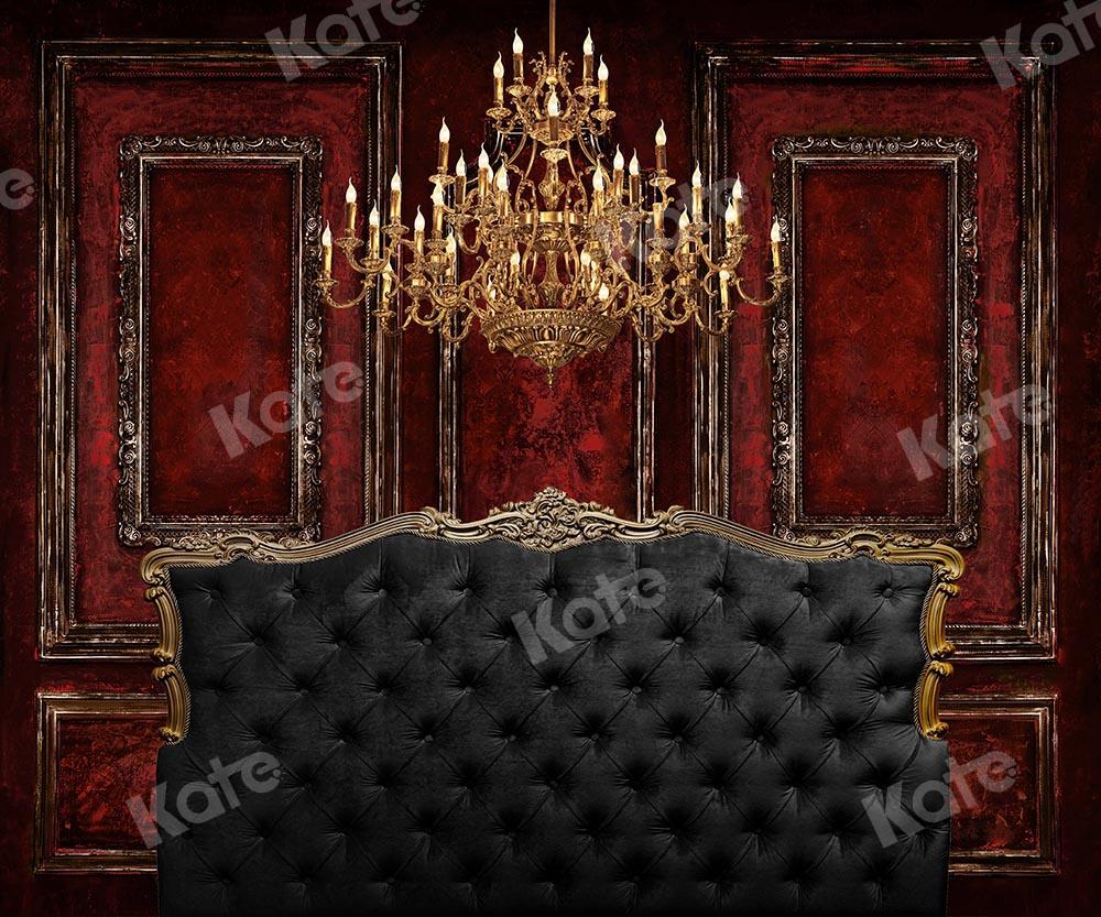 Kate Telón de fondo de pared rojo Boudoir Bedboard diseñado por Chain Photography