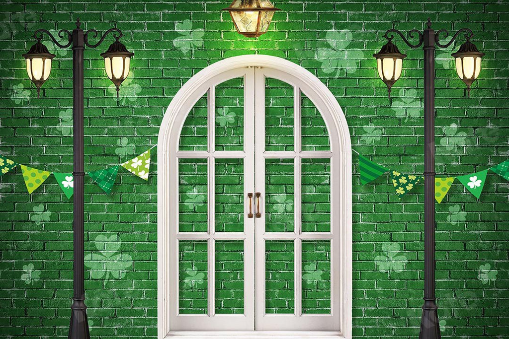 Kate Fondo de ventana de tréboles del día de San Patricio diseñado por Chain Photography
