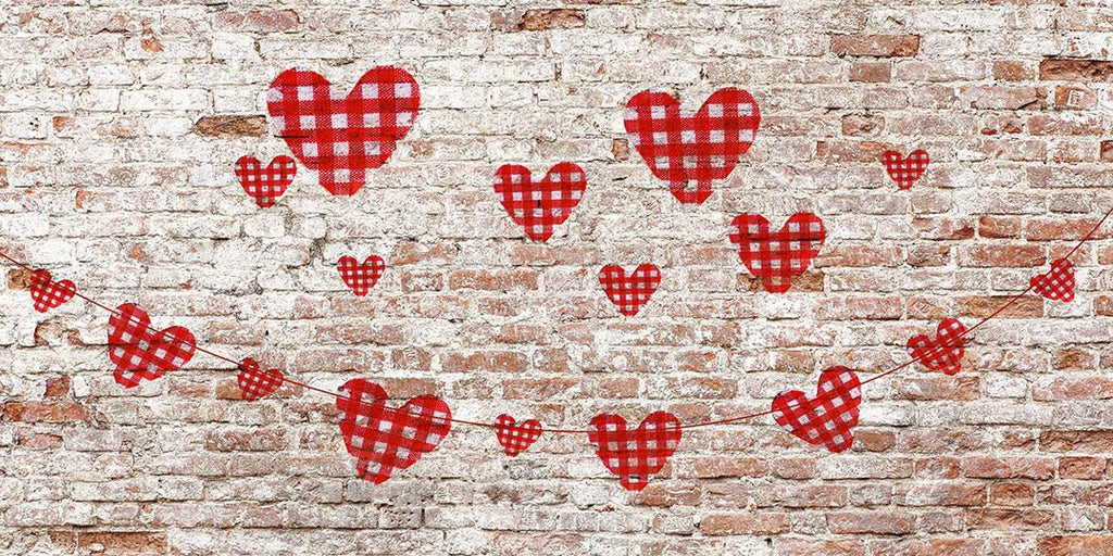 Kate Fondo de pared de ladrillo de corazones de San Valentín diseñado por Kate Image