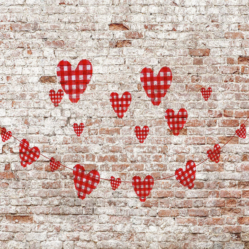 Kate Fondo de pared de ladrillo de corazones de San Valentín diseñado por Kate Image