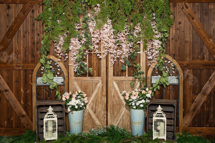 Kate Fondo de pared de madera marrón de vid de flores de primavera diseñado por Emetselch